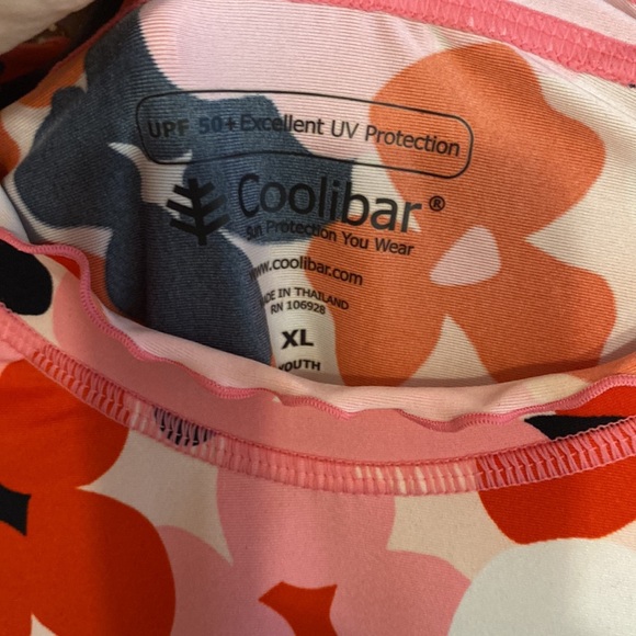 Coolibar UPF sun protection kids shirt pink flowers XL - Picture 2 of 3